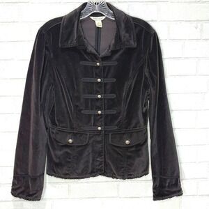 Womens Black Military Band Jacket Size 6 Velvet Steampunk Blazer Goth‎ Academia
